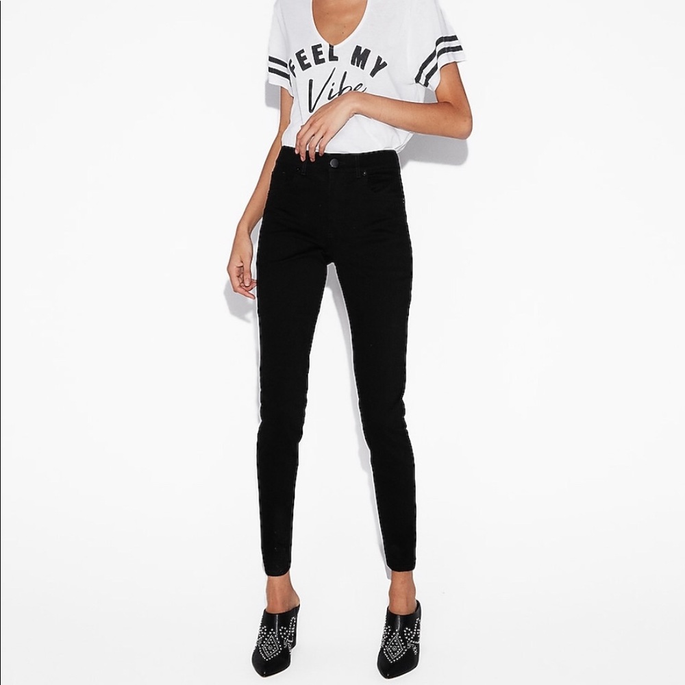 Express - high waisted black faux leather jeggings